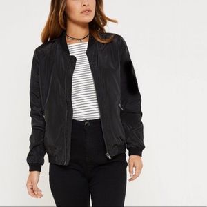 Black nylon bomber jacket